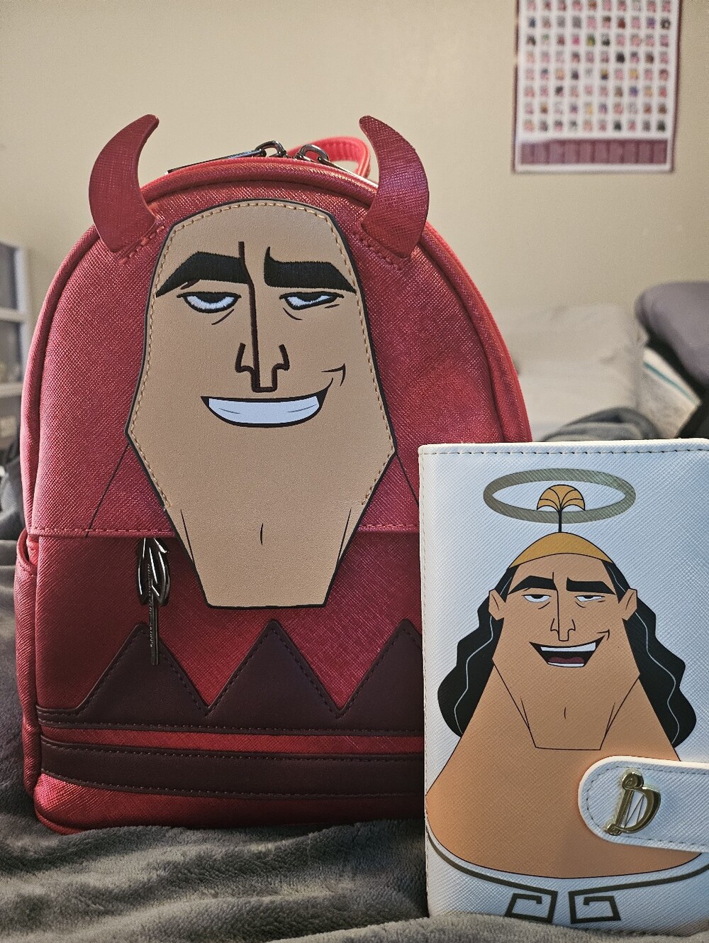 Loungefly Kronk Red Devil Mini Backpack with Matching Kronk Angel Wallet